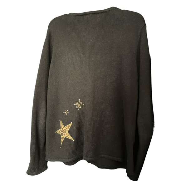 K.I.K.I.T Maurice Sasson Holiday Christmas Cardigan Sweater Vintage Stocking, Or - Picture 6 of 6